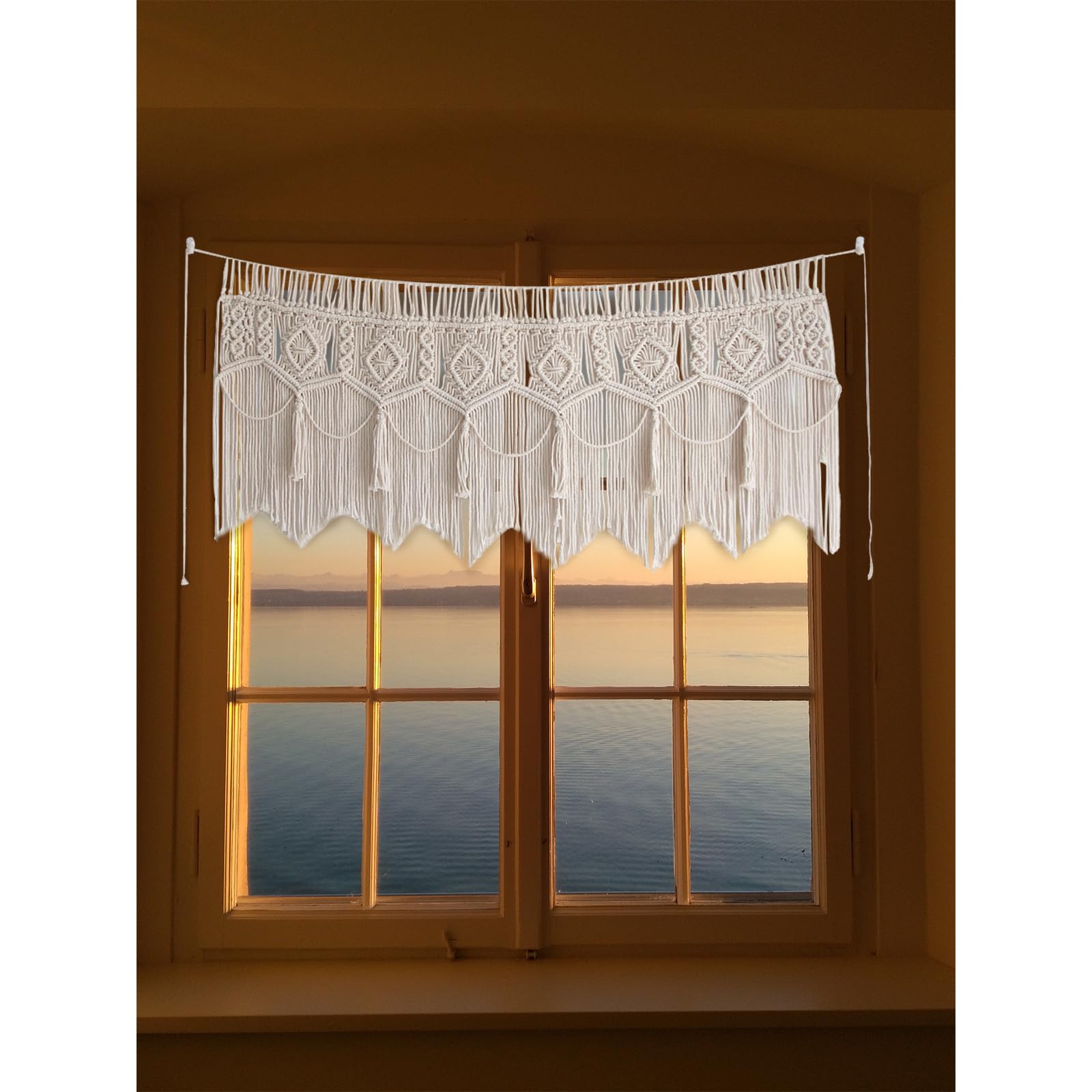 Amazon｜POFEIKTS マクラメカーテンバランス｜カフェカーテン